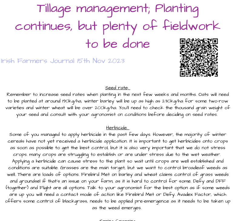 Crop Management - Comprehension Activity